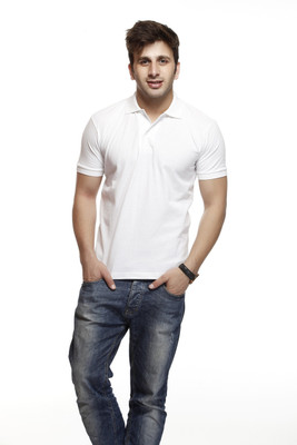 

Gritstones Solid Men's Polo Neck White T-Shirt