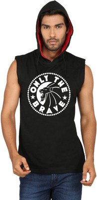 

SayItLoud Printed Men' Hooded Black T-Shirt