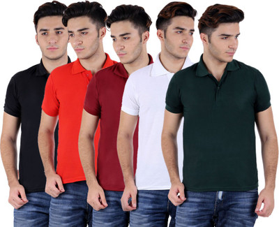 

Sanvi Traders Solid Men Polo Neck Multicolor T-Shirt(Pack of 5