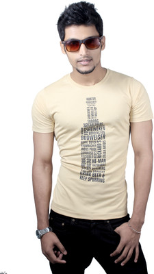 

Spur Printed Men's Round Neck Beige T-Shirt