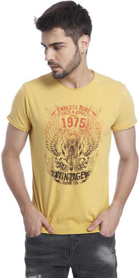 

Jack & Jones Graphic Print Men's Round Neck Yellow T-Shirt, Sauterne