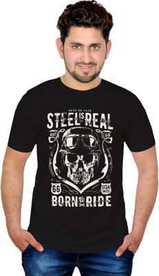 

INKIT Graphic Print Men' Round Neck Black T-Shirt
