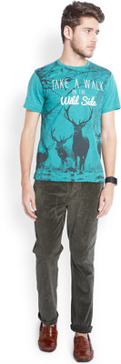 

Parx Printed Men's Round Neck Blue T-Shirt