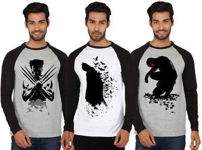 

SayItLoud Printed Men' Round Neck Grey, White T-Shirt(Pack of 3, Black;grey;white