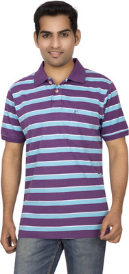 

Red Line Striped Men' Polo Neck Multicolor T-Shirt, White