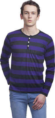 

Clo Clu Striped Men's Round Neck Purple T-Shirt