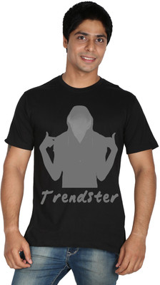 

Trendster Printed Men' Round Neck Black T-Shirt