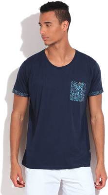 

Indicode Solid Men's Round Neck Dark Blue T-Shirt, 418