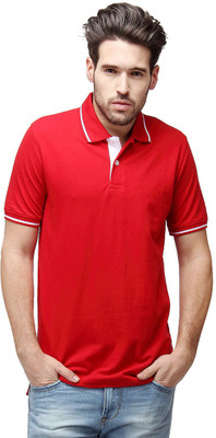 

Campus Sutra Solid Men Polo Neck Red T-Shirt