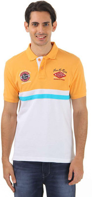 

Wrangler Solid Men's Polo Neck Orange, White T-Shirt, Mock orange