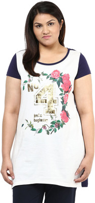 

Alto Moda by Pantaloons Graphic Print Women's Round Neck White T-Shirt, Off white