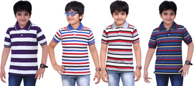 

Dongli Boys Striped T Shirt(Multicolor, Pack of 4)
