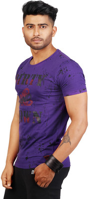 

Masculino Latino Printed Men' Round Neck Purple T-Shirt