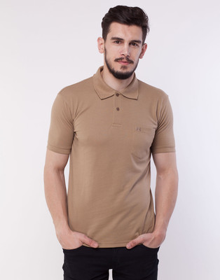 

Cotton County Premium Solid Men's Polo Neck Brown T-Shirt, Khaki