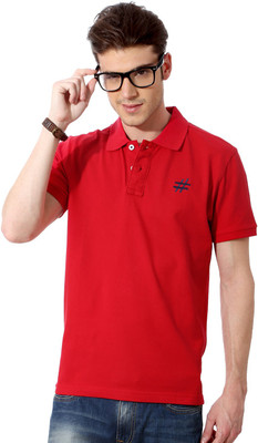 

People Solid Men's Polo Neck Red T-Shirt