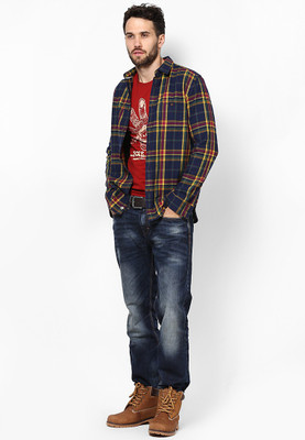 

Jack & Jones Graphic Print Men's Round Neck Red T-Shirt, Red dahlia