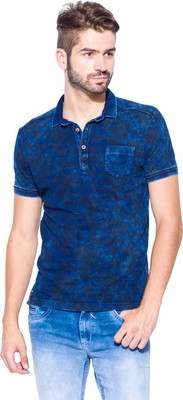 

Mufti Self Design Men's Polo Neck Dark Blue T-Shirt, Indigo
