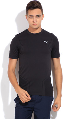 

Puma Solid Men's Round Neck Black T-Shirt