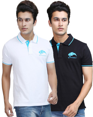 

Catamont Solid Men's Polo Neck Black, White T-Shirt(Pack of 2, Midnight black;solid white