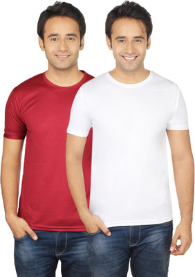 

Quetzal Solid Men's Round Neck White, Maroon T-Shirt(Pack of 2, Maroon;white