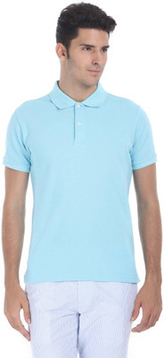 

Zobello Solid Men's Polo Neck Blue T-Shirt, Swimming pool blue
