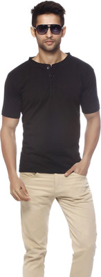 

Gritstones Solid Men's Henley Multicolor T-Shirt(Pack of 3), Black;grey melange;red