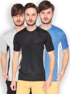 

Campus Sutra Solid Men Round Neck Denim Black, Grey, Grey, Blue, Blue, White T-Shirt(Pack of 3), Black;blue;grey;white