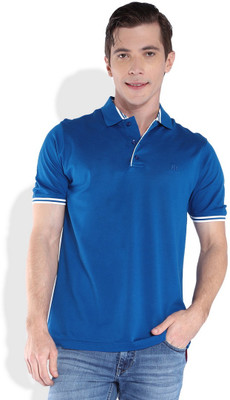 Raymond Solid Men's Polo Neck Blue T-Shirt