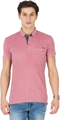 

Mufti Solid Men's Polo Neck Pink T-Shirt