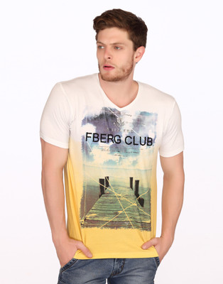 

Fritzberg Printed Men's V-neck Gold T-Shirt