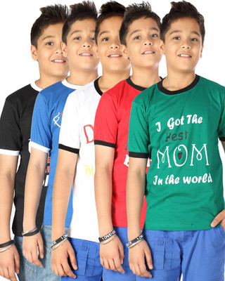 

Gkidz Boys Graphic Print Cotton T Shirt(Multicolor, Pack of 5