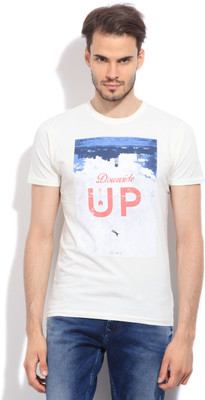 

Pepe Jeans Printed Men's Round Neck White T-Shirt, Ecru