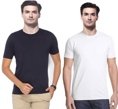 

Gallop Solid Men' Round Neck White, Grey T-Shirt(Pack of 2, Steel grey;white