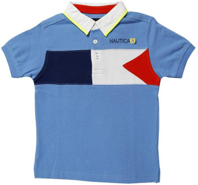 

Nautica Boys Printed T Shirt(Blue, Pack of 1, Waverunner