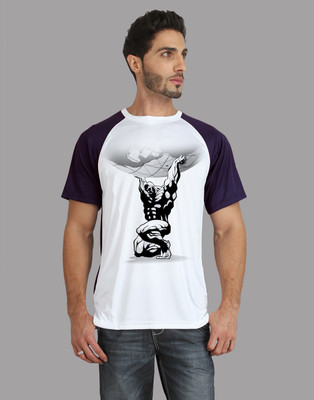 

Trionic Printed Men's Round Neck Purple T-Shirt, Deep purple
