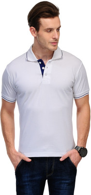 

Scott International Solid Men's Polo Neck White T-Shirt, Blue;white