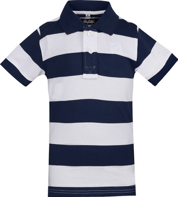 

The Cotton Company Boys Striped Cotton T Shirt(Blue, Pack of 1