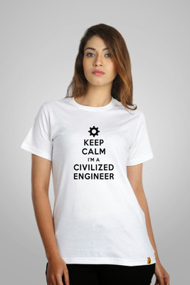 

Campus Sutra Printed Women' Round Neck White T-Shirt