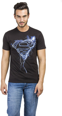 Superman Printed Men' Round Neck Black T-Shirt