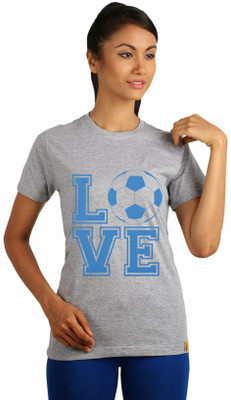 

Campus Sutra Printed Women's Round Neck Grey T-Shirt