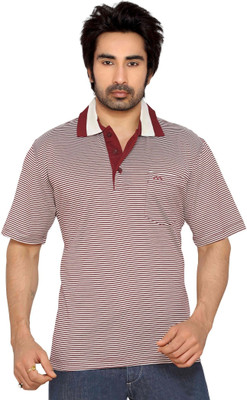

Thinc Striped Men's Polo Neck Maroon, White T-Shirt