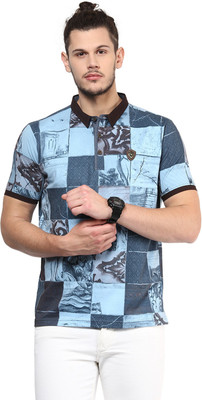 

Fritzberg Printed Men's Polo Neck Blue T-Shirt, Ice blue