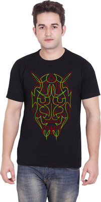 

Tantra Graphic Print Men's Round Neck Black T-Shirt