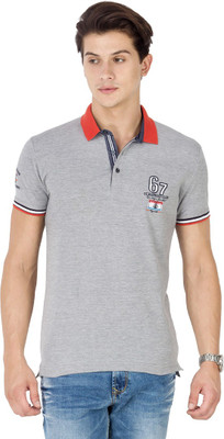 

Mufti Solid Men's Polo Neck Grey T-Shirt, Grey melange