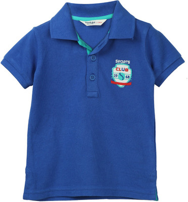 

Beebay Boys Embroidered T Shirt(Blue, Pack of 1)
