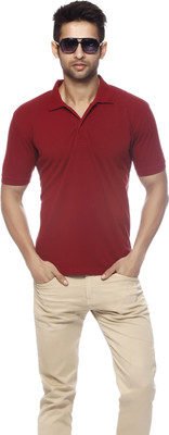 

Gritstones Solid Men' Polo Neck Maroon T-Shirt