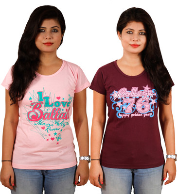 

Tryd Printed Women's Round Neck Multicolor T-Shirt(Pack of 2)