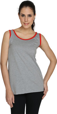 

SayItLoud Solid Women's Round Neck Grey, Red T-Shirt
