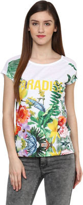 

Ajile by Pantaloons Graphic Print Women' Round Neck White T-Shirt