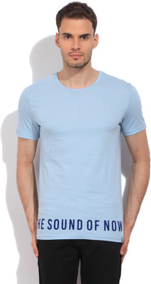 

United Colors of Benetton. Printed Men's Round Neck Light Blue T-Shirt, M13